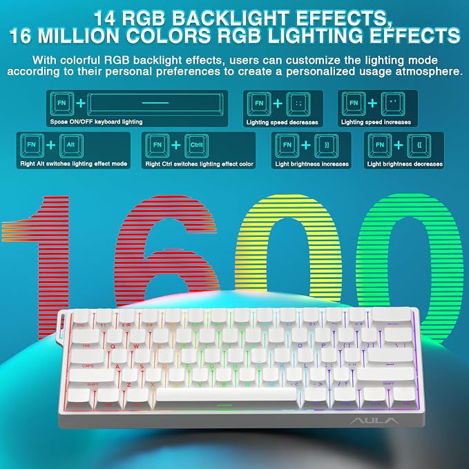 Aula WIN60 HE - 60% Mechanical Gaming Keyboard Wired, Hall Effect Magnetic Switch Hot Swappable, Adjustable Actuation RT Mode, 8000 Hz Polling Rate, RGB Keyboard 60 Percent Compact Design for PC