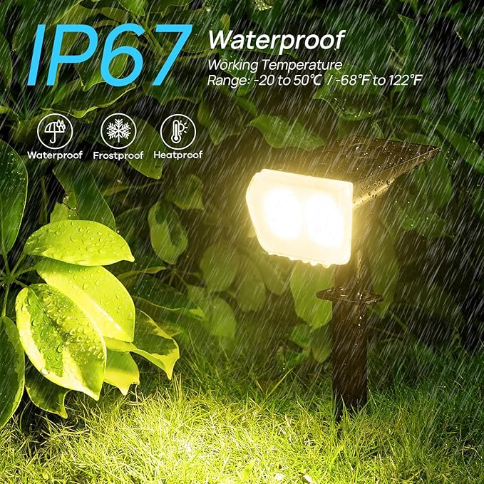 Consciot Solar Spot Lights Outdoor Waterproof, 24 LED Dusk-to-Dawn Solar Spotlight, 2 in 1 Adjustable Wall Lights, Warm White Solar Landscape Spotlights for Garden Yard Wall Walkway, 4 Pack