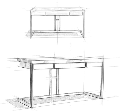 SIMPLIHOME Erina SOLID WOOD and Metal Modern Industrial 60 inch Wide Home Office Desk, Writing Table, Workstation, Study Table Furniture in Distressed Charcoal Brown with 2 Drawers