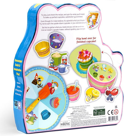 eeBoo: Cupcake Shaped Spinner Game - Animal & Baking Themed Game for Kids, Spin to Collect Ingredients, Preschool, Ages 3+, 2-4 Players