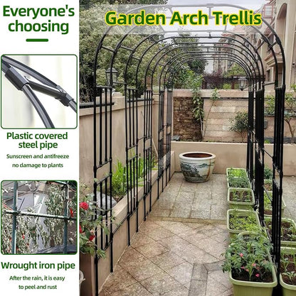 BUKLIYN Garden Arch Trellis - Length: 126in, Height: 94.5in Garden Arch Arbor Trellis for Climbing Plants Outdoor - Garden Arch for Lawn, Party, Ceremony Wedding Decoration