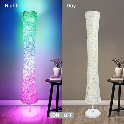 WORLD WIN Floor Lamp, 61'' Smart RGB LED Corner Lamp with Music Sync and 16 Million DIY Colors, 3 Color Temperature, APP & Remote Control, Color Changing Standing Floor Lamp with Stand