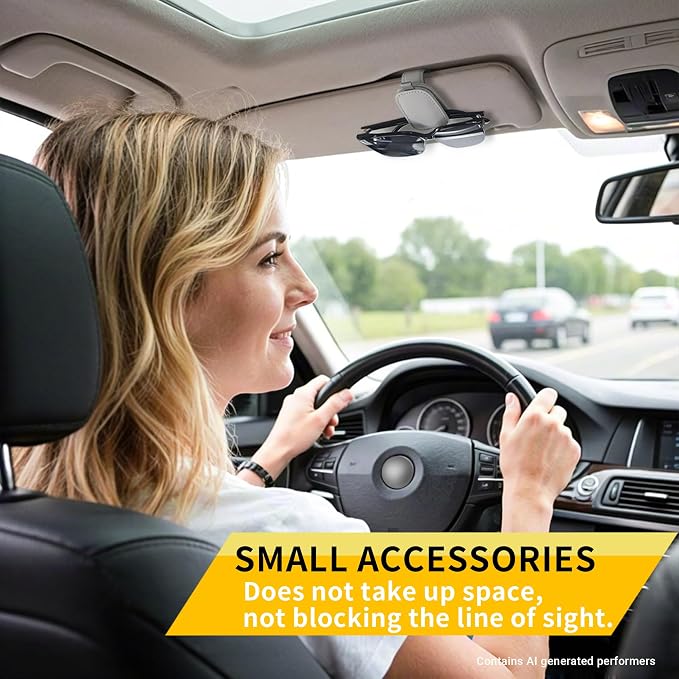 Yuoyar Magnetic Leather Sunglasses Holder for Car, 2 Packs (Silver Grey) | Magnetic Car Visor Accessories
