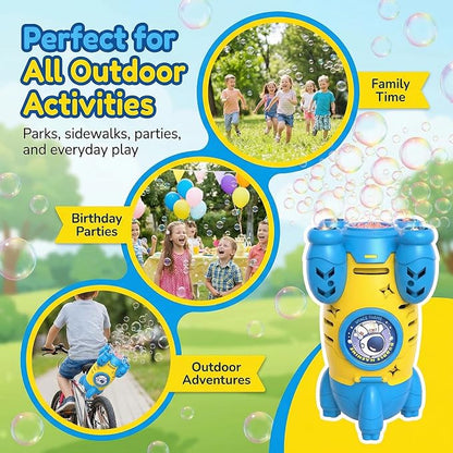 Bubble Machine for Kids, Bicycle Bubble Machine for Bike Riding with Remote Control, Automatic Bubble Blower Machine Outdoor Toy with LED Light, Rechargeable Bubble Maker for Party