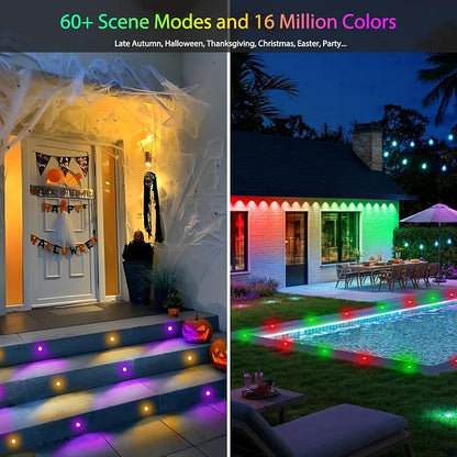Sumaote Recessed Smart Deck Lights Kit, 10 Pack Ø 1.77" RGBW+IC Multicolor Dynamic Low Voltage Landscape Lights IP67 Waterproof Outdoor for Garden Yard Path Ground Stairs