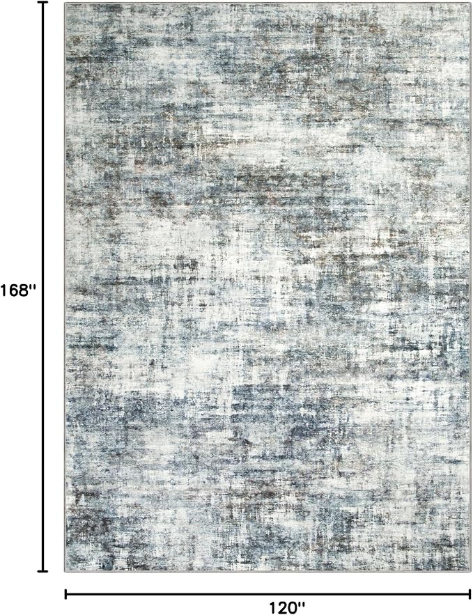 10x14 Area Rugs Washable Rug: Modern Abstract Living Room Rug Soft Anti-Skid Thin Carpet Indoor Floor Non-Shedding Carpets for Bedroom Dining Room Farmhouse Nursery Home Office Blue Multi