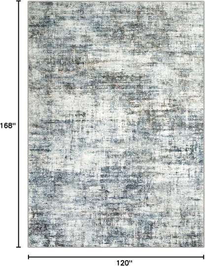 10x14 Area Rugs Washable Rug: Modern Abstract Living Room Rug Soft Anti-Skid Thin Carpet Indoor Floor Non-Shedding Carpets for Bedroom Dining Room Farmhouse Nursery Home Office Blue Multi