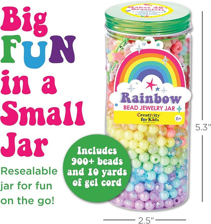 Creativity for Kids Rainbow Bead Jar Jewelry Making Kit: Makes 40+ Friendship Bracelets, DIY Crafts for Girls, Great Summer Activities for Kids (Ages 6+)