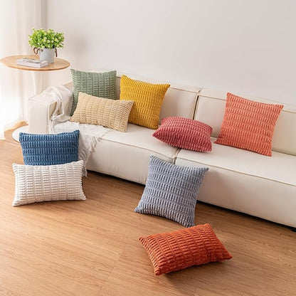 Aegero Pack of 2 Corduroy Decorative Throw Pillow Covers 26x26 InchSoft Striped Pillow Covers Modern Farmhouse Home Decor for Sofa Living Room Couch Bed（Black）