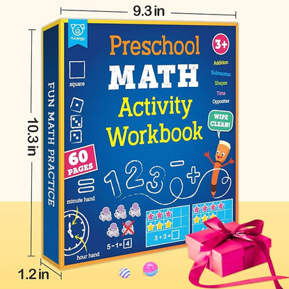Preschool Learning Activities 60 Reusable Pages, Number Tracing Addition Subtraction Math Practice Kindergarten Workbook, Educational Fine Motor Toddler Learning Toys for 3 4 5 Year Olds