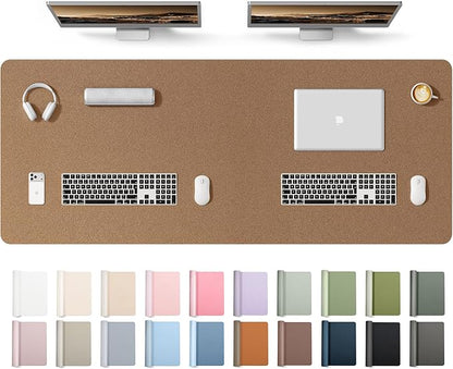 YSAGi Leather Desk Protector, Office Mat, Large Mouse Mat, Non-Slip PU Leather Blotter, Laptop Desk Mat, Waterproof Writing Pad for Office and Home(Shiny Bronze, 63" x 24")