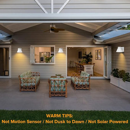 UME 2 Pack LED Outdoor White Front Porch Lights, Waterproof Wall Lantern Light Fixture, Anti-Rust Farmhouse Barn Wall Sconce for Patio, Doorway, Garage