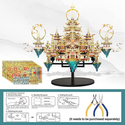 Piececool 3D Metal Asian Puzzles Model Kits- LINGXIAO Palace Metal Building Kits for Adults, Brain Teaser Puzzle DIY Handcraft Best Gifts for Man Woman Family