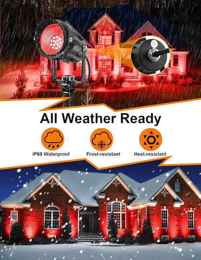 Red Landscape Lights Outdoor, 14 LED Landscape Lighting with US Plug, IP65 Waterproof Spotlights for Tree Yard Garden Pathway Halloween Christmas Decor 4 Pack