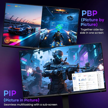 Amzfast 27" 4K Gaming Monitor, UHD 160Hz/FHD 320Hz Dual Mode, Fast IPS, 1ms MPRT, Height Adjustable, HDR400, 126% sRGB, HDMI 2.1, DP 1.4, PIP/PBP, Adaptive Sync, VESA 100x100 – AMZG27F6U