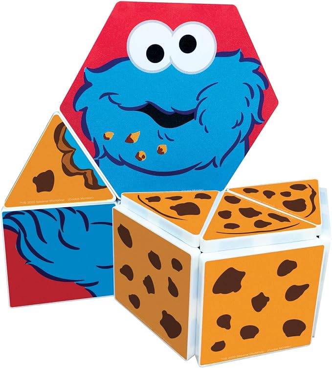 CreateOn Sesame Street Cookie Monster’s Shapes Magnetic Playset, Magnetic Building Toys, STEM & Montessori Educational Toys for Ages 3+, 17 Pieces