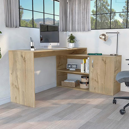 NicBex Kimberly-DW-00204-LWJ Home Office Desks, 59.64"x45.86"x30.11", Light Oak