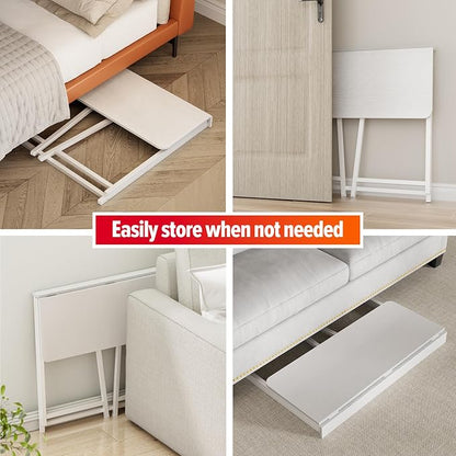 WOHOMO Folding Desk, 31.5" Foldable Computer Table for Small Spaces, White | Easy Assembly and Fold, Sturdy Home office desks for Study Bedroom Dorm Space Saving Writing Work Apartment