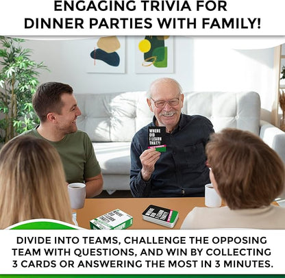 Trivia Card Games for Adults with 2000 Questions – Party Board Games for Adults, Teens&Families – Trivia Cards with Answers in Geography, History, Science, and General Knowledge for Family Game Night