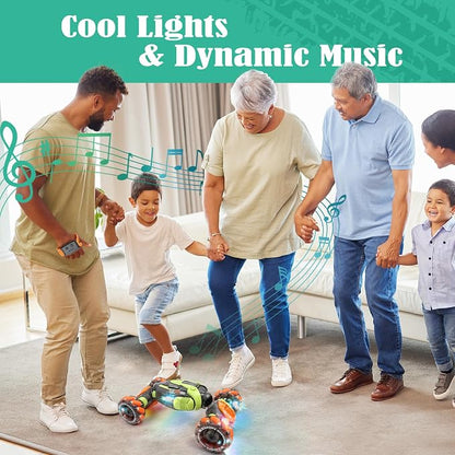 FUNiOi Gesture Sensing RC Stunt Car - Remote & Hand-Controlled Drift Toy for Kids Ages 5-7 6-8 9 10 11 12 Year Old, 4WD, Double-Sided Driving with Lights & Music