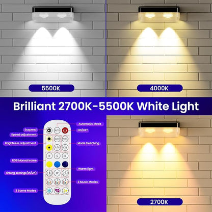 16 Packs Outdoor Deck Lights, Smart RGBIC Fence Light, with APP/Remote Control, 16 Million Monochrome Modes,IP67 Waterproof, Color Changing Fence Lights for Fence（100ft）