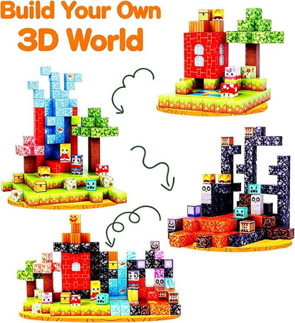 208PCS Magnetic Building Blocks Set for Kids Ages 3-8, 0.8in Magnetic Cubes STEM Construction Toy, 3D Magnet Building Blocks for Boys Girls, Birthday