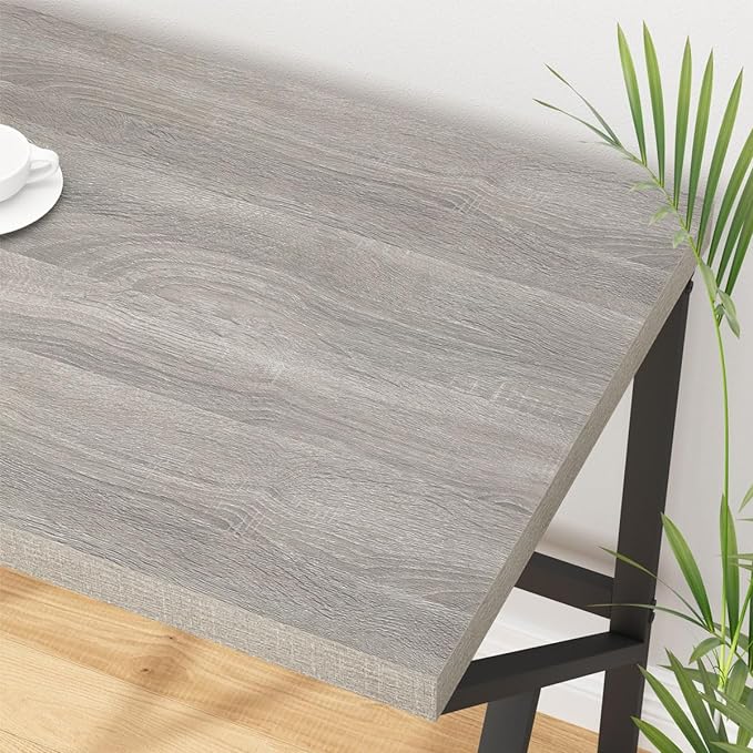 HSH Large Computer Desk, Industrial Metal Wood Gray Home Office Desk, Modern Long Work Study Writing Gaming Table, Student Simple PC Laptop Desk for Bedroom Living Room, Light Grey Oak, 60 Inch