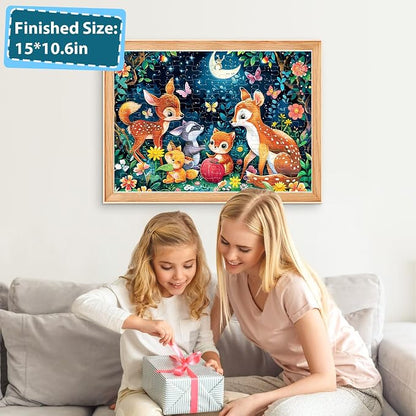 Biarek Puzzles for Kids Ages 4-8, 100 Piece Jigsaw Puzzle for Kids Ages 6-8, Cute Deer Animal Forest Puzzle for Kids Ages 4-6, Educational Learning Toys and Birthday Gifts for Boys and Girls