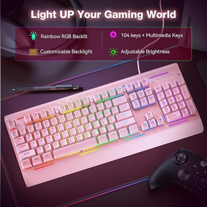 TECKNET Gaming Keyboard, USB Wired Computer Keyboard, 15-Zone RGB Illumination, IP32 Water Resistance, 25 Anti-ghosting Keys, All-Metal Panel (Whisper Quiet Gaming Switch)