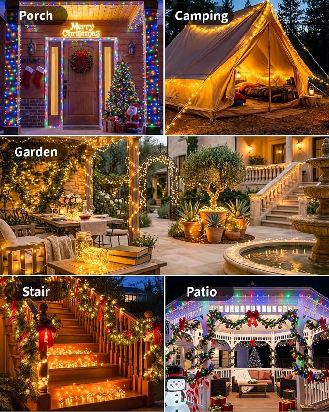 Solar Fairy String Lights 4 Pack Outdoor Remote Total 158FT 480LED Warm Multicolor 11 Mode Solar Powered Waterproof Copper Wire Twinkle String Light for Christmas Garden Tree Wedding Yard Decoration