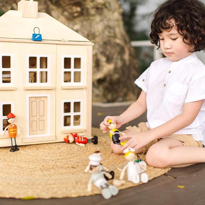PlanToys® Wooden Service Worker Doll | Poseable 1:12 Scale Character Figure with Toolbox for Dollhouse Play, Repair Scenarios & Social Interaction | Eco Friendly Montessori Pretend Play Figure