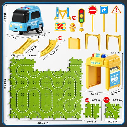 2-Tier Large Puzzle Race Car Track Set for Kids 3-5, Puzzle Tracks Car Play Set, Race Tracks Toys for Toddler Boys 3 4 5 6 Year Old, Birthday Gifts for Kids 3 4 5 6 7 8 Year Old Boys Girls