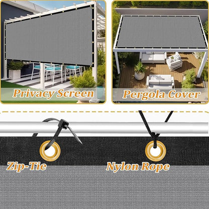 Shade&Beyond Customized Size 4' X 17' Shade Cloth with Grommets, 90% UV Protection UV Protection Mesh Tarp Sun Screens for Patio GN01, Light Gray