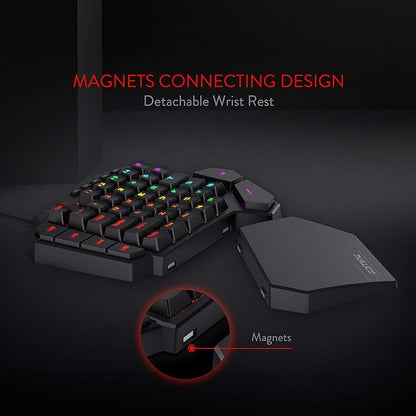 Redragon K585 Wired One-Handed RGB Gaming Keypad, Tactical 42-Key Layout | On Board 28 Combo Slots 4 Profiles Keyboard, USB Pass-Through Port, 16.8M Colors, Swap-Ready Socket, Detachable Wrist Rest