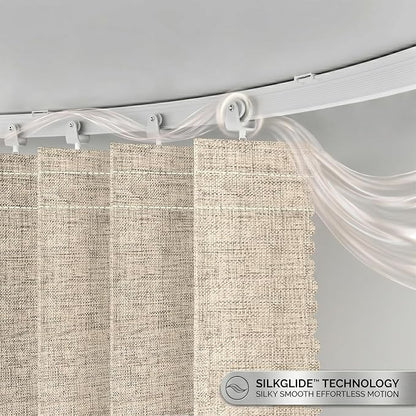 ILRON Accordion Folding Room Partition with Ceiling Track - Retractable Room Divider Curtain, Effortless Setup(Beige 180" W x 96" L-Pack of 1)