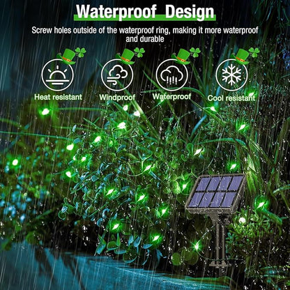 btfarm 4 Pack St Patricks Day Fairy Lights, 320LED 132FT Green Solar String Lights Outdoor Waterproof, 8 Modes Solar Twinkle Lights Irish Decorations for Tree Party Christmas Garden Yard Wedding
