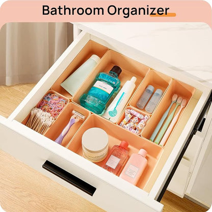Vtopmart 25 Pack Plastic Drawer Organizers with Non-slip Rubber Pads | 4-Size Versatile Makeup Organizer, Storage Containers Small Bins for Makeup, Jewelries, Bedroom, Kitchen Utensils and Office