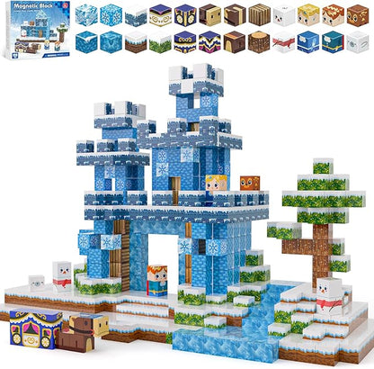 100PCS Magnetic Blocks, Magnet Building Blocks for Kids Age 4-8, Magnetic Cubes Sets for Frozen Princess Castle Build, Magnet Cubes Tiles Toys for Girls Age 3+ Years Old Birthday Gift