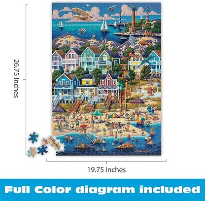 Buffalo Games - Dowdle's Outer Banks 1000 Piece Jigsaw Puzzle, Made in USA, Recycled Premium Board, Reference Diagram