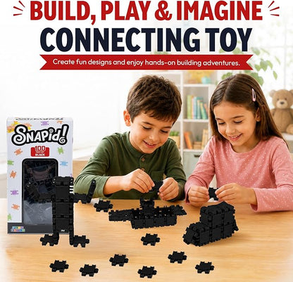 100 Piece Black Snap Connecting Building Toy Set for Kids