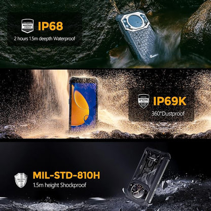 FOSSIBOT F101P Rugged Call Phone，Android 13 7GB+64GB /1TB Rugged Smartphone 10600mAh Unlocked Phone 123dB Loud Volume Phone 5.45" 24MP+8MP Camera Waterproof Smartphone 4G Dual SIM OTG Octa-core 18W