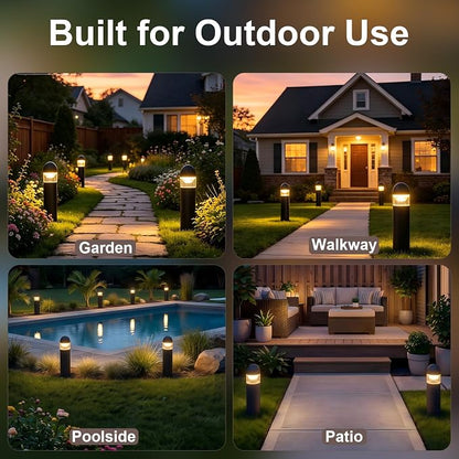 Low Voltage Landscape Lighting, 2W 200LM 12V LED Bollard Lights Outdoor Waterproof with Connectors, Aluminum Housing Driveway Pathway Walkway lights 3000K Warm White, ETL UL CSA Listed, 8 Pack