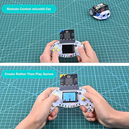 ELECFREAKS microbit Retro Makecode Arcade for STEM Education, Micro:bit Joystick Programming Learning Machine Supports Remote Control and Creat Games(Without Micro:bit)