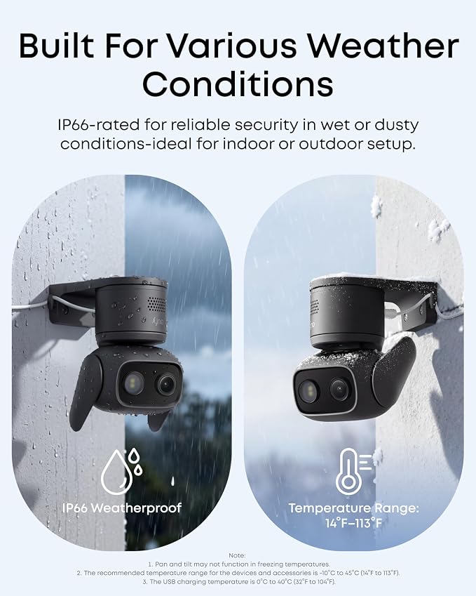 eufy Security Indoor/Outdoor Camera C31(2-Pack), P66, Spotlight-Free Color Night Vision, 360° Coverage View, AutoTracking,Human/Vehicle/Pet/Cry Detection, 24/7 Recording, Black (No Subscription)