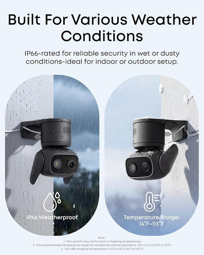 eufy Security Indoor/Outdoor Camera C31(2-Pack), P66, Spotlight-Free Color Night Vision, 360° Coverage View, AutoTracking,Human/Vehicle/Pet/Cry Detection, 24/7 Recording, Black (No Subscription)