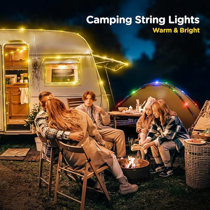 OGERYCamping String Lights, 4 in 1 Quick Storage 32.8FT Rechargeable Tent Lights String with 8 Lighting Modes, Hanging Waterproof Portable LED Lamp for Outdoor Patio Awning Garden Camping Essentials