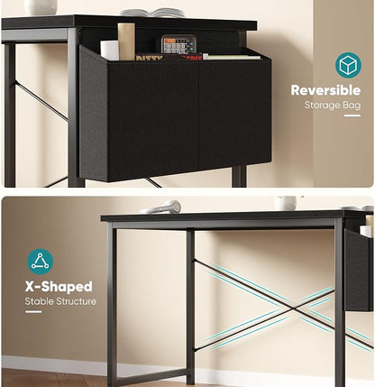 OLIXIS Computer Desk, 44 Inch Gaming Desks for Home Office Small Spaces | Writing Study Craft Work Table, Computer Workstation for Bedroom with Storage Bag, Black