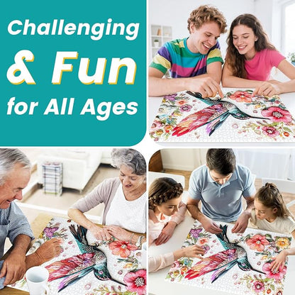 Puzzles for Adults 1000 Pieces,Jigsaw Puzzles 1000 Pieces Bird Puzzles Adult Puzzle Games Unique Cool Puzzle Recycled Cardboard Challenging Game Birthday Party Bird Lover Gift Toy 28x20 in