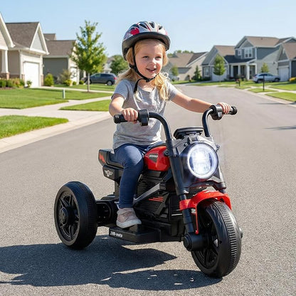 Costzon Toddler Motorcycle, 6V Chopper Kids Motorcycle Ride On Toy with LED Headlight, Music, Story, 3-Wheel Stable Electric Motorbike for Toddlers Boys Girls (Red, 31" x 18.5" x 19.5"(L x W x H))