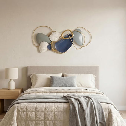 Axioglo 40" Large Wall Decor,3D Abstract Metal Wall Art for Living Room | 40" x 20" metal wall decor with layered metal texture, mounting hardware, two-way display